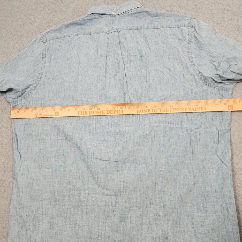 Ralph Lauren Shirt Mens XXL Blue Chambray Denim USA Flag Embroidered Western
